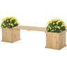 Outsunny Hochbeet Gartenbank Sitzbank Holzbank Parkbank mit 2 Pflanzkasten Holz mit Blumenkasten Garten Natur 176 x 38 x 40 cm