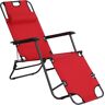 Outsunny Sonnenliege mit Kissen, Klappbare Strandliege, 2-Stufige Gartenliege , 2-in-1 Relaxliege, Metall + Oxfordstoff, Rot 135 x 60 x 89 cm