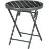 Outsunny Beistelltisch klappbar, Klapptisch Outdoor, Gartentisch mit Tischplatte aus gehärtetem Glas, Campingtisch, Schwarz, 45 x 45 x 50 cm