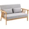 HOMCOM Zweisitzer 2-Sitzer Sofa, Doppelsofa mit Armlehne, Loveseat mit Samtoptik, Kissen, Polstersofa, bis 200 kg Belastbar, Grau, 130 x 75 x 78 cm