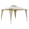 Outsunny Pavillon Partyzelt  mit Doppeldach, 3,45x3,45x2,68m, Metall, Polyester, Beige  Aosom.de