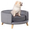 PawHut Haustiersofa  Sofa für mittelgroße Hunde, erhöhtes Hundebett mit Holzrahmen, Grau, 68x68x35cm  Aosom.de