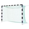 Sport-Thieme Handballtor in Bodenhülsen stehend mit patentierter Eckverbindung, Blau-Silber, Mit fest stehenden Netzbügeln