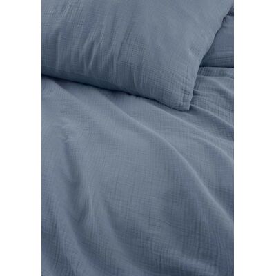 hessnatur Musselin Bettwäsche-Set aus Bio-Baumwolle - blau Größe 200x200+2x40x80 cm hessnatur Musselin Bettwäsche-Set aus Bio-Baumwolle - blau Größe 200x200+2x40x80 cm