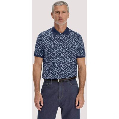 hessnatur Herren Print Piqué Polo Relaxed aus Bio-Baumwolle - blau Größe 46 hessnatur Herren Print Piqué Polo Relaxed aus Bio-Baumwolle - blau Größe 46