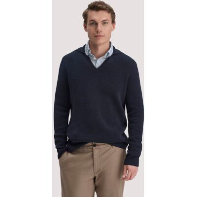 hessnatur Herren Milano Strick Polo Regular aus Leinen mit Bio-Baumwolle und LENZING™ ECOVERO™ Viskose - blau Größe XXL hessnatur Herren Milano Strick Polo Regular aus Leinen mit Bio-Baumwolle und LENZING™ ECOVERO™ Viskose - blau Größe XXL