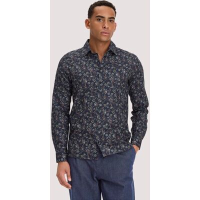 hessnatur Herren Print Hemd Regular aus Bio-Baumwolle - blau Größe L (41/42) hessnatur Herren Print Hemd Regular aus Bio-Baumwolle - blau Größe L (41/42)