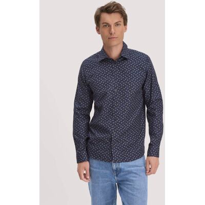 hessnatur Herren Print Hemd Regular aus Bio-Baumwolle - blau Größe L (41/42) hessnatur Herren Print Hemd Regular aus Bio-Baumwolle - blau Größe L (41/42)