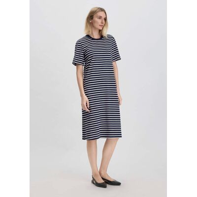 hessnatur Damen Streifen Heavy Jersey Slub Kleid Knielang Relaxed aus Bio-Baumwolle - blau Größe 40 hessnatur Damen Streifen Heavy Jersey Slub Kleid Knielang Relaxed aus Bio-Baumwolle - blau Größe 40
