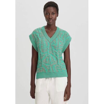 hessnatur Damen Jacquard Strick Pullover Relaxed aus Bio-Baumwolle - grün Größe XS hessnatur Damen Jacquard Strick Pullover Relaxed aus Bio-Baumwolle - grün Größe XS