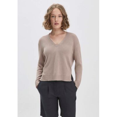 hessnatur Damen Strick Pullover Relaxed aus Bio-Baumwolle mit edlem Leinen - beige Größe XS hessnatur Damen Strick Pullover Relaxed aus Bio-Baumwolle mit edlem Leinen - beige Größe XS