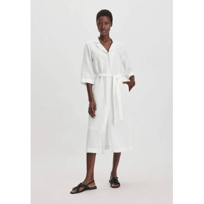hessnatur Damen Kleid Midi Relaxed aus TENCEL Lyocell mit Leinen - weiß Größe 42 hessnatur Damen Kleid Midi Relaxed aus TENCEL Lyocell mit Leinen - weiß Größe 42