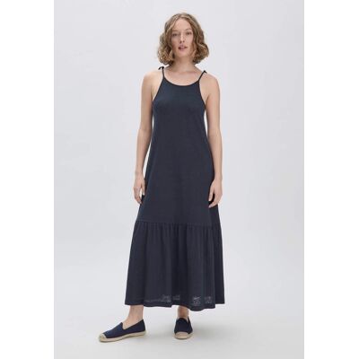 hessnatur Damen Jersey Kleid Midi Relaxed aus Leinen und Bio-Baumwolle - blau Größe 42 hessnatur Damen Jersey Kleid Midi Relaxed aus Leinen und Bio-Baumwolle - blau Größe 42