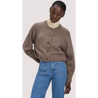 hessnatur Damen Strick Jacke Relaxed Cropped aus Bio-Merinowolle mit Bio-Baumwolle - braun Größe XXL hessnatur Damen Strick Jacke Relaxed Cropped aus Bio-Merinowolle mit Bio-Baumwolle - braun Größe XXL