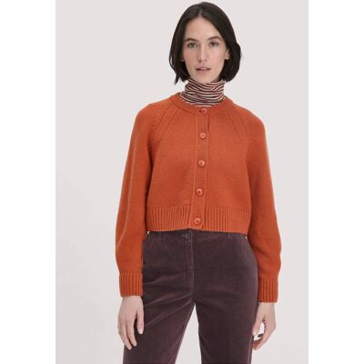 hessnatur Damen Strick Jacke Relaxed Cropped aus Bio-Merinowolle mit Bio-Baumwolle - orange Größe XL hessnatur Damen Strick Jacke Relaxed Cropped aus Bio-Merinowolle mit Bio-Baumwolle - orange Größe XL