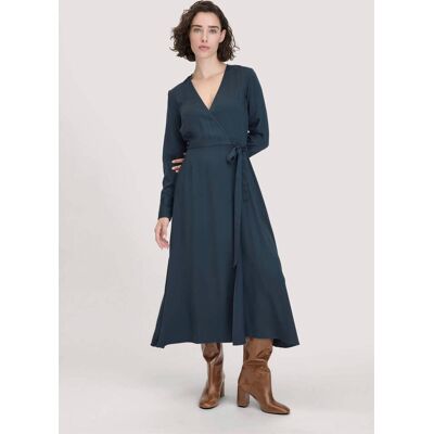 hessnatur Damen Wickelkleid Knöchellang Regular aus LENZING™ ECOVERO™ Viskose - blau Größe 40 hessnatur Damen Wickelkleid Knöchellang Regular aus LENZING™ ECOVERO™ Viskose - blau Größe 40