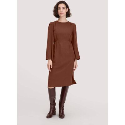 hessnatur Damen Kleid Kniebedeckend aus TENCEL™ Lyocell - braun Größe 48 hessnatur Damen Kleid Kniebedeckend aus TENCEL™ Lyocell - braun Größe 48