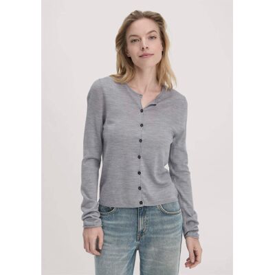 hessnatur Damen Strick Jacke Regular aus Bio-Merinowolle - grau Größe M hessnatur Damen Strick Jacke Regular aus Bio-Merinowolle - grau Größe M