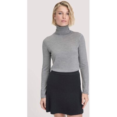 hessnatur Damen Strick Rollkragen Pullover Slim aus Bio-Merinowolle - grau Größe S hessnatur Damen Strick Rollkragen Pullover Slim aus Bio-Merinowolle - grau Größe S