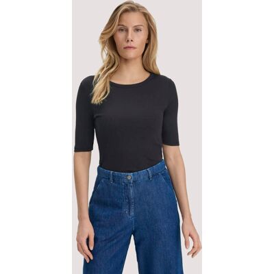hessnatur Damen Softrib T-Shirt Fitted aus Bio-Baumwolle und TENCEL™ Modal - schwarz Größe 34 hessnatur Damen Softrib T-Shirt Fitted aus Bio-Baumwolle und TENCEL™ Modal - schwarz Größe 34