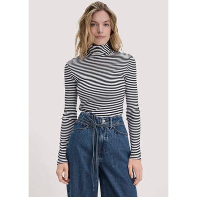 hessnatur Damen Streifen Softrib Longsleeve Fitted aus Bio-Baumwolle und Modal - weiß Größe 46 hessnatur Damen Streifen Softrib Longsleeve Fitted aus Bio-Baumwolle und Modal - weiß Größe 46