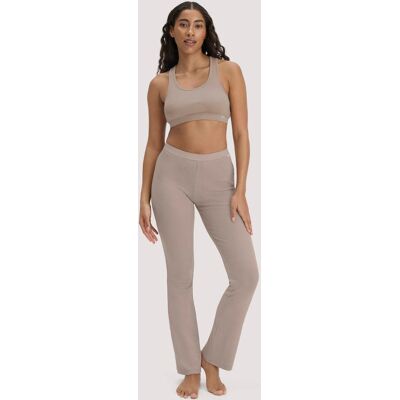 hessnatur Damen Leggings Flared SOFT RIB aus Bio-Baumwolle - beige Größe 42 hessnatur Damen Leggings Flared SOFT RIB aus Bio-Baumwolle - beige Größe 42