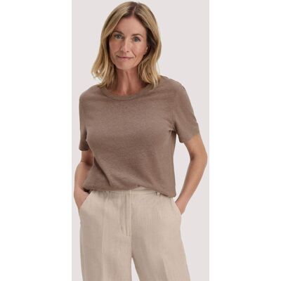 hessnatur Damen T-Shirt Relaxed aus Leinen und Bio-Baumwolle - braun Größe 44 hessnatur Damen T-Shirt Relaxed aus Leinen und Bio-Baumwolle - braun Größe 44