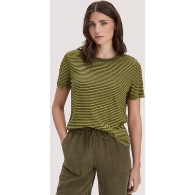 hessnatur Damen Streifen T-Shirt Relaxed aus Leinen mit reiner Bio-Baumwolle - grün Größe 46 hessnatur Damen Streifen T-Shirt Relaxed aus Leinen mit reiner Bio-Baumwolle - grün Größe 46