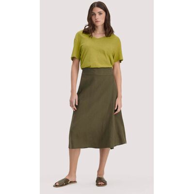 hessnatur Damen Rock Midi Regular aus Leinen - grün Größe 38 hessnatur Damen Rock Midi Regular aus Leinen - grün Größe 38