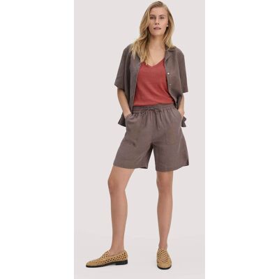 hessnatur Damen Shorts Relaxed aus weichem TENCEL Lyocell mit Leinen - braun Größe 48 hessnatur Damen Shorts Relaxed aus weichem TENCEL Lyocell mit Leinen - braun Größe 48