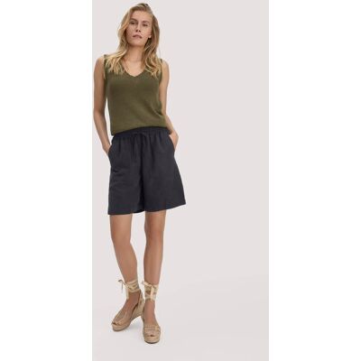 hessnatur Damen Shorts Relaxed aus weichem TENCEL Lyocell mit Leinen - schwarz Größe 36 hessnatur Damen Shorts Relaxed aus weichem TENCEL Lyocell mit Leinen - schwarz Größe 36
