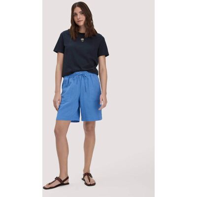 hessnatur Damen Shorts Relaxed aus weichem TENCEL Lyocell mit Leinen - blau Größe 34 hessnatur Damen Shorts Relaxed aus weichem TENCEL Lyocell mit Leinen - blau Größe 34