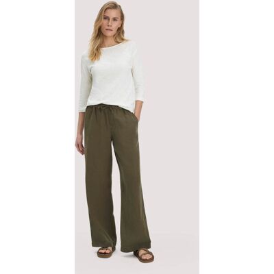 hessnatur Damen Hose Wide Leg aus TENCEL™ Lyocell mit Leinen - grün Größe 40 hessnatur Damen Hose Wide Leg aus TENCEL™ Lyocell mit Leinen - grün Größe 40