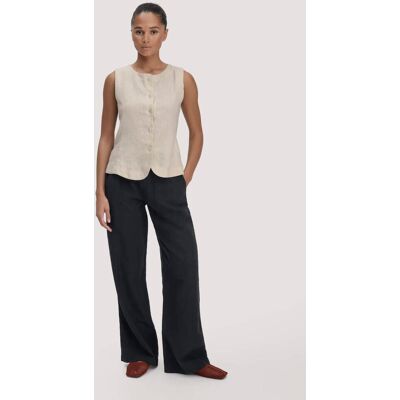hessnatur Damen Hose Wide Leg aus TENCEL™ Lyocell mit Leinen - schwarz Größe 40 hessnatur Damen Hose Wide Leg aus TENCEL™ Lyocell mit Leinen - schwarz Größe 40