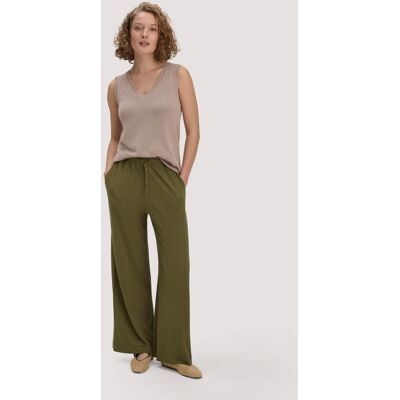 hessnatur Damen Jersey Hose Wide Leg Relaxed aus Leinen und Bio-Baumwolle - grün Größe 44 hessnatur Damen Jersey Hose Wide Leg Relaxed aus Leinen und Bio-Baumwolle - grün Größe 44
