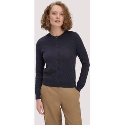 hessnatur Damen Strick Jacke Regular aus Bio-Baumwolle mit Merinowolle - blau Größe S hessnatur Damen Strick Jacke Regular aus Bio-Baumwolle mit Merinowolle - blau Größe S
