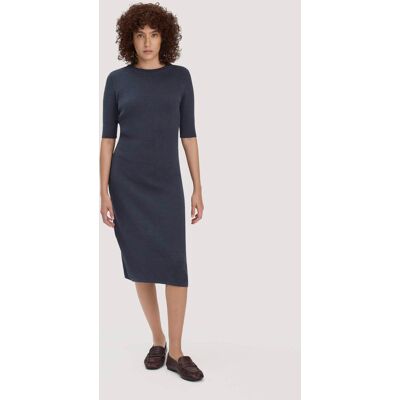 hessnatur Damen Strick Kleid Regular aus Bio-Baumwolle und Wolle - blau Größe M hessnatur Damen Strick Kleid Regular aus Bio-Baumwolle und Wolle - blau Größe M