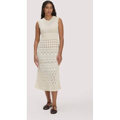 hessnatur Damen Strick Kleid Midi aus Bio-Baumwolle - beige Größe L hessnatur Damen Strick Kleid Midi aus Bio-Baumwolle - beige Größe L