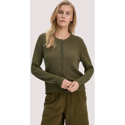 hessnatur Damen Strick Jacke Regular aus Leinen mit Baumwolle und Viskose - grün Größe M hessnatur Damen Strick Jacke Regular aus Leinen mit Baumwolle und Viskose - grün Größe M