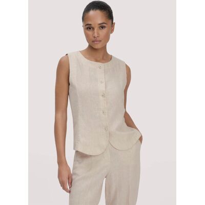 hessnatur Damen Weste Regular aus Leinen - beige Größe 44 hessnatur Damen Weste Regular aus Leinen - beige Größe 44