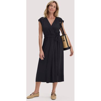 hessnatur Damen Kleid mit Wickeloptik Midi aus LENZING™ ECOVERO™ - schwarz Größe 34 hessnatur Damen Kleid mit Wickeloptik Midi aus LENZING™ ECOVERO™ - schwarz Größe 34
