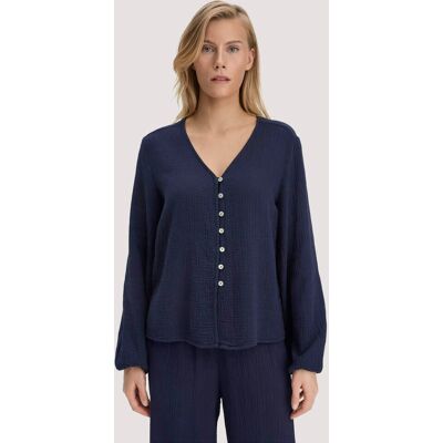 hessnatur Damen Musselin Bluse Relaxed aus Bio-Baumwolle - blau Größe 38 hessnatur Damen Musselin Bluse Relaxed aus Bio-Baumwolle - blau Größe 38