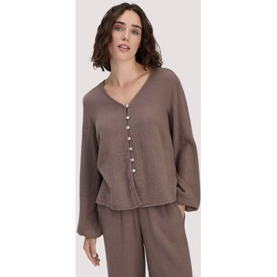 hessnatur Damen Musselin Bluse Relaxed aus Bio-Baumwolle - braun Größe 38 hessnatur Damen Musselin Bluse Relaxed aus Bio-Baumwolle - braun Größe 38
