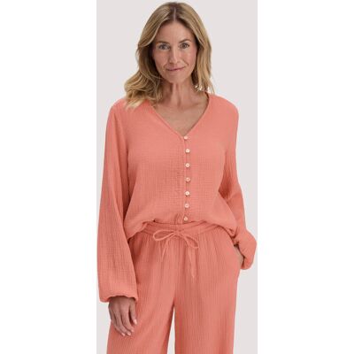 hessnatur Damen Musselin Bluse Relaxed aus Bio-Baumwolle - orange Größe 42 hessnatur Damen Musselin Bluse Relaxed aus Bio-Baumwolle - orange Größe 42