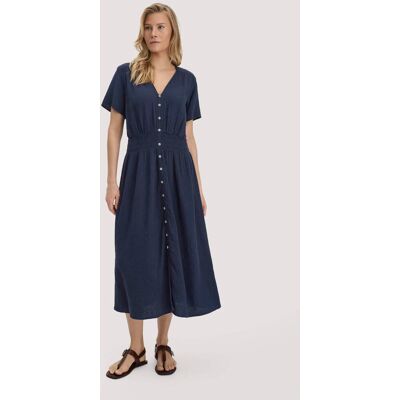 hessnatur Damen Musselin Kleid mit Taillierung Midi aus Bio-Baumwolle - blau Größe 36 hessnatur Damen Musselin Kleid mit Taillierung Midi aus Bio-Baumwolle - blau Größe 36