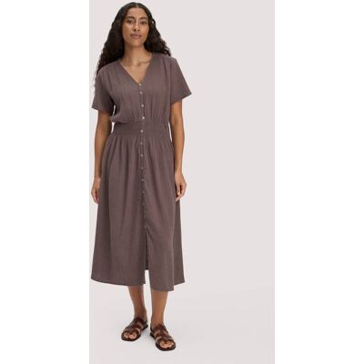 hessnatur Damen Musselin Kleid mit Taillierung Midi aus Bio-Baumwolle - braun Größe 38 hessnatur Damen Musselin Kleid mit Taillierung Midi aus Bio-Baumwolle - braun Größe 38
