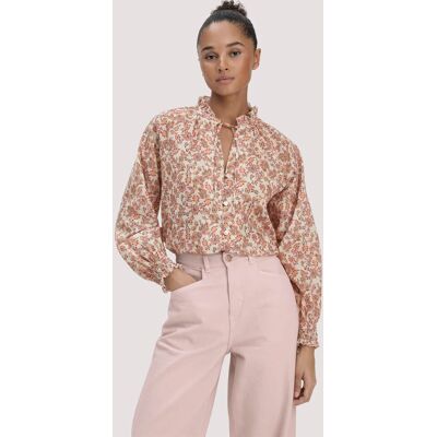 hessnatur Damen Print Bluse Relaxed aus Bio-Baumwolle - beige Größe 34 hessnatur Damen Print Bluse Relaxed aus Bio-Baumwolle - beige Größe 34
