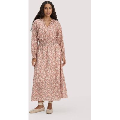 hessnatur Damen Kleid Floralprint Maxi aus Bio-Baumwolle - beige Größe 48 hessnatur Damen Kleid Floralprint Maxi aus Bio-Baumwolle - beige Größe 48