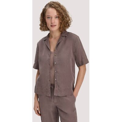hessnatur Damen Bluse Relaxed aus TENCEL™ Lyocell mit Leinen - braun Größe 48 hessnatur Damen Bluse Relaxed aus TENCEL™ Lyocell mit Leinen - braun Größe 48