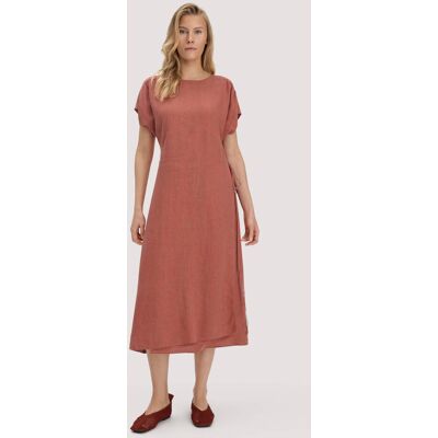 hessnatur Damen Kleid mit Wickeloptik Midi aus Leinen - braun Größe 34 hessnatur Damen Kleid mit Wickeloptik Midi aus Leinen - braun Größe 34